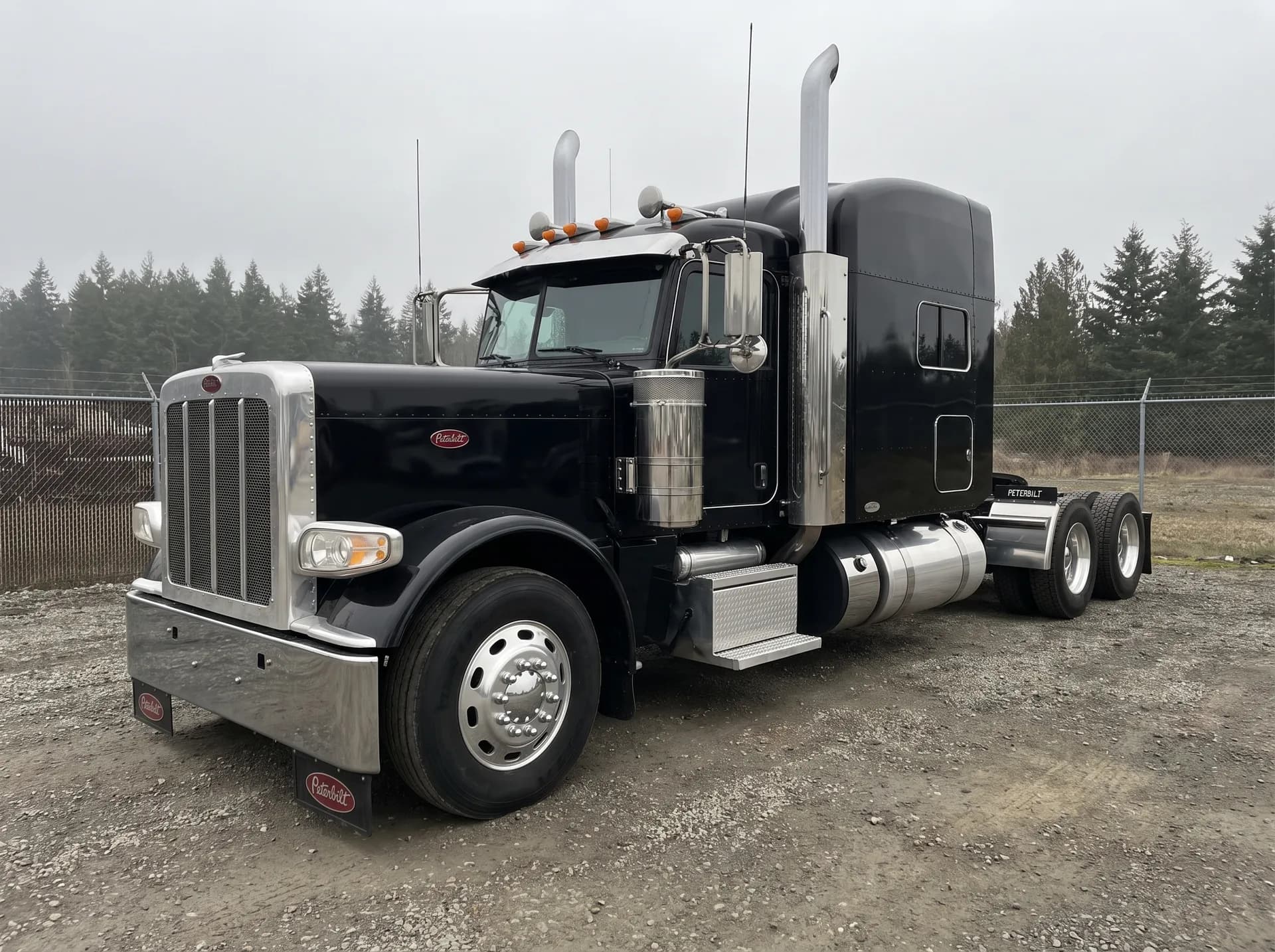 2020 Peterbilt 389 long hood sleeper, front three-quarter view